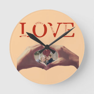 Horloge Ronde LOVE Acronyme Photo Personnalisé
