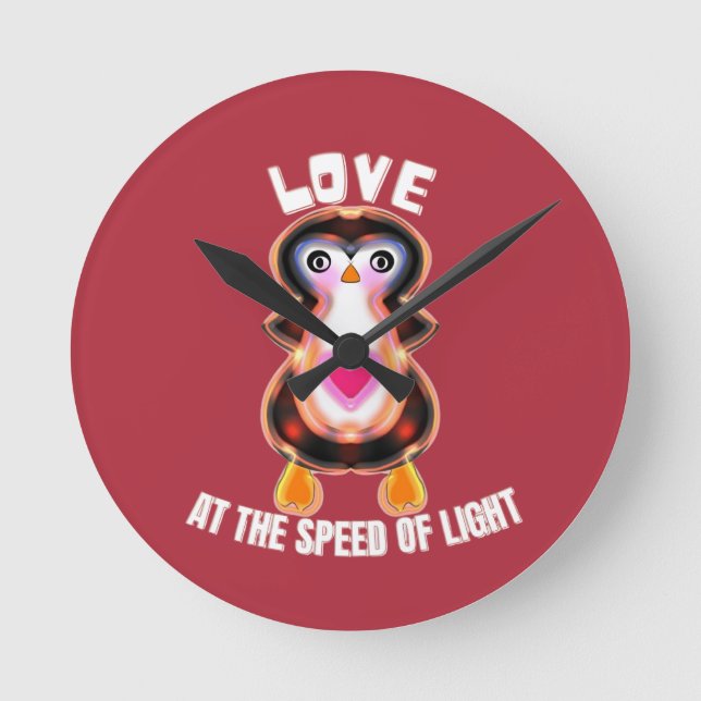Horloge Ronde Love at the Speed of Light Penguin Gift (Recto)