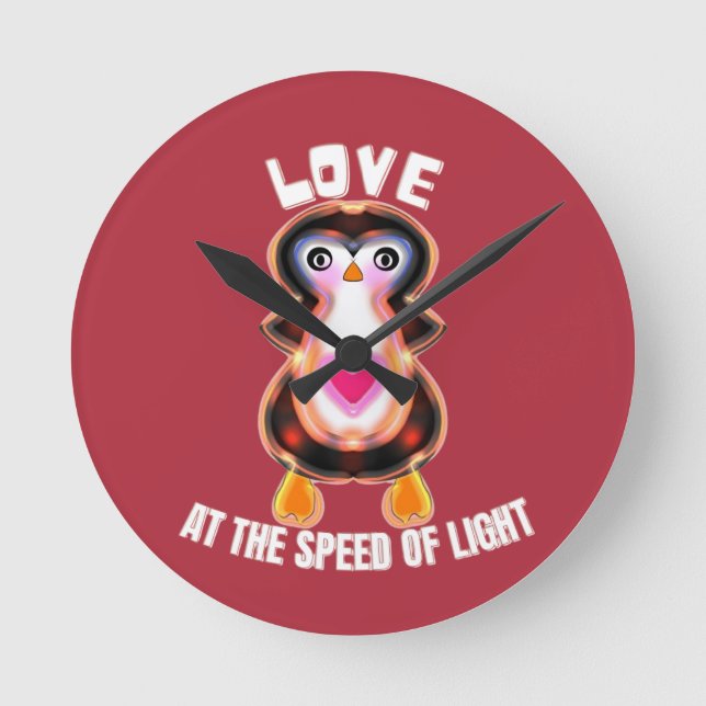 Horloge Ronde Love at the Speed of Light Penguin Gift (Recto)