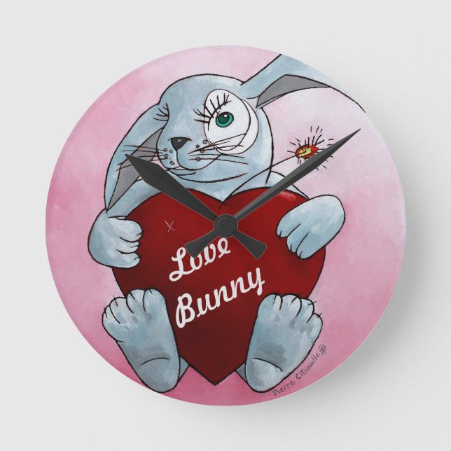 Horloge Ronde Love Bunny Wall Clock (Recto)