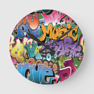 Horloge Ronde Love for graffiti