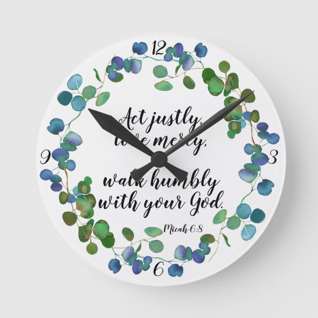 Horloge Ronde Love Mercy Scripture (Recto)