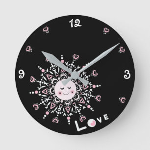 Horloge Ronde Love Mur Acrylique Noir