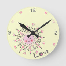Love Sun Yellow Acryllic Wall Clock