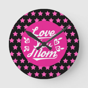 Horloge Ronde Love You Mom Fête des mères Design-1996
