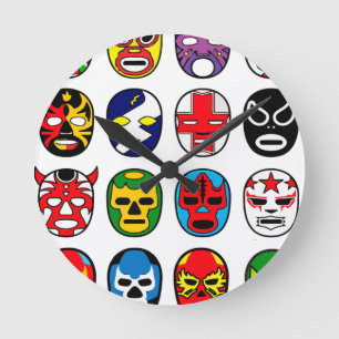 Horloge Ronde Lucha Libre Luchador Masques de lutte mexicaine