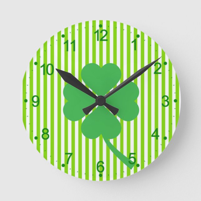 Horloge Ronde Lucky Four Leaf Shamrock Design-87906 (Recto)