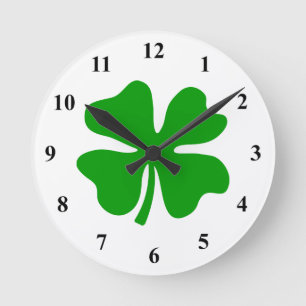Horloge Ronde Lucky trèfle à quatre feuilles   JOUR DE LA ST PAT