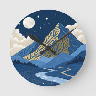Horloge Ronde Lumière de la lune de montagne