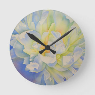 Horloge Ronde Luminosité matinale  peinture d'aquarelle blanche