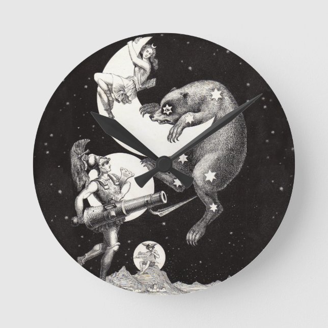 Horloge Ronde Lune céleste ciel Univers Dieu Nuit Illustration (Recto)