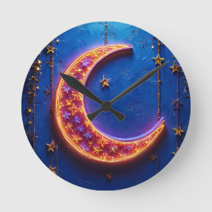Horloge Ronde Lune croissante lumineuse