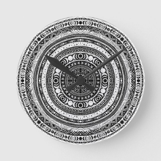 Horloge Ronde Lune Enfant Mandala Triple Lune Sorcière (Recto)