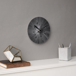 Horloge Ronde Lune et Oiseaux Célestes Esthétiques Mystiques Mon