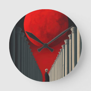 Horloge Ronde Lune rouge