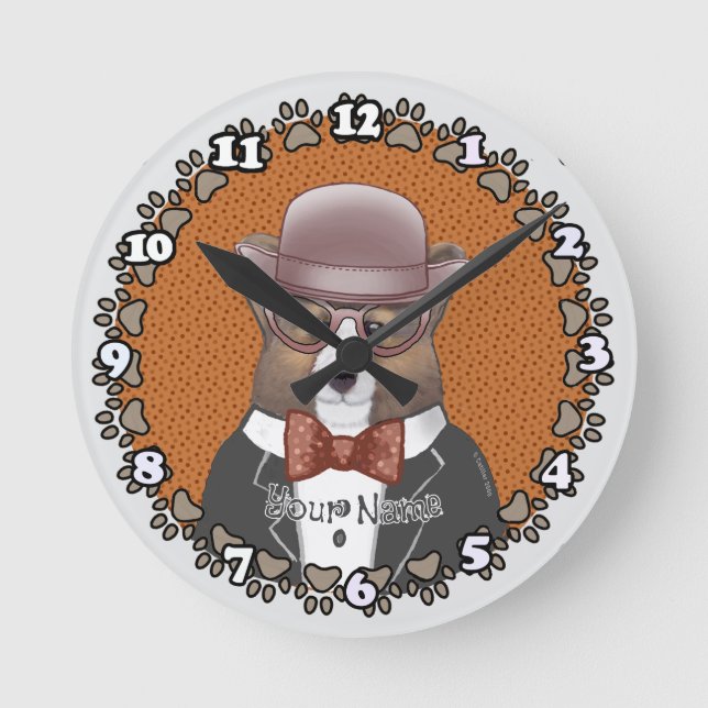 Horloge Ronde Lunettes de Welsh Corgi (Recto)