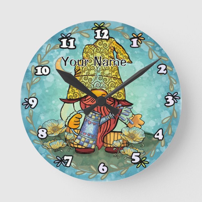 Horloge Ronde Lutin coquelicot  (Recto)