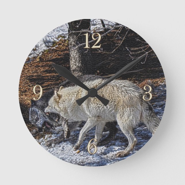 Horloge Ronde Lutter contre l'horloge sauvage des loups gris (Recto)