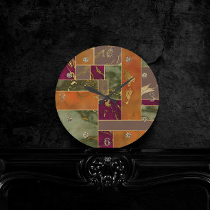 Horloge Ronde Luxe d'automne   Joyau d'or géométrique Marbre de