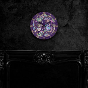 Horloge Ronde Luxe violet sous-marine   Dark Pastel Gold Sea Lif