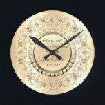 Horloge Ronde Luxury Gold Diamonds 25th Wedding Anniversary<br><div class="desc">Elegant gold diamonds on a gold background.</div>