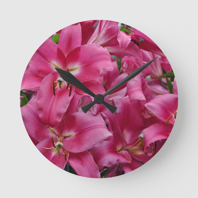 Horloge Ronde Lys stargazers roses (Recto)