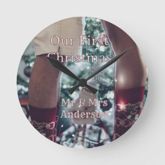 Horloge Ronde M. et Mme ajoutent nom de famille photo date maria