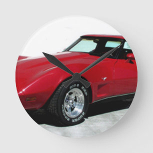 Horloge Ronde Ma Corvette rouge de 1979