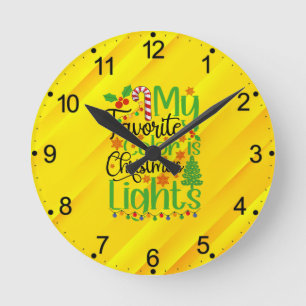 Horloge Ronde Ma couleur préférée est Christmas Lights-55667