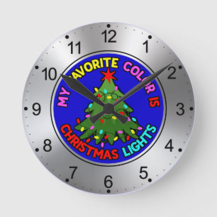 Horloge Ronde Ma couleur préférée est Christmas Lights-78678