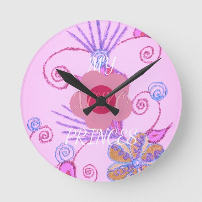 Horloge Ronde Ma petite princesse je t'aime XOXO (Recto)