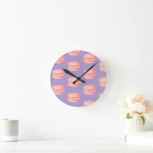 Horloge Ronde Macarons roses