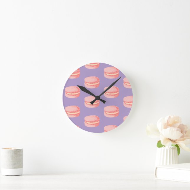 Horloge Ronde Macarons roses (Maison)