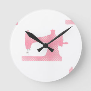 Horloge Ronde machine à coudre rose