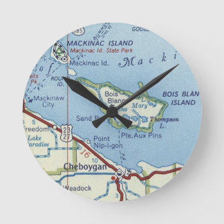 Horloge Ronde Mackinac Island Vintage Map