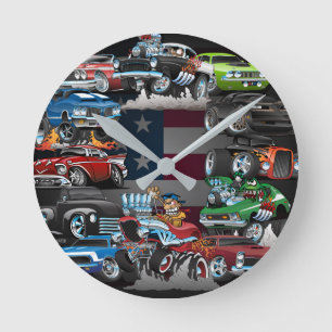 Horloge Ronde Mademoiselle de voiture ! Caricature des voitures