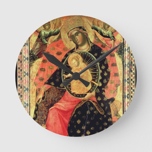 Horloge Ronde Madonna et enfant couronnés avec deux personnes (Recto)