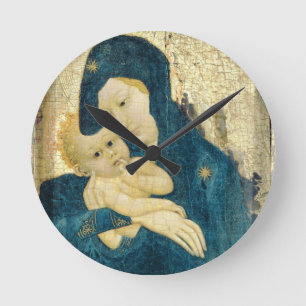 Horloge Ronde Madonna et enfant, école de la Bourgogne (huile