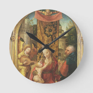 Horloge Ronde Madonna et l'enfant couronnés