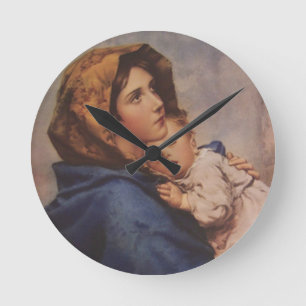 Horloge Ronde Madonna Virgin Mother Mary with Sleeping Jesus