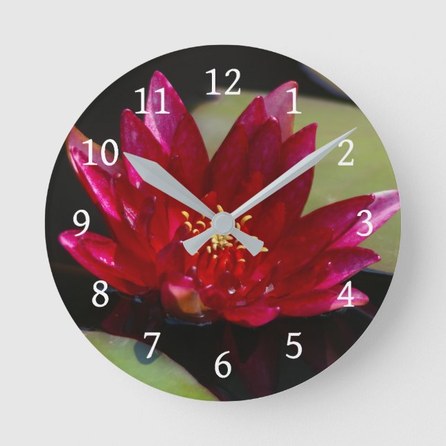 Horloge Ronde Magenta Lotus Nénuphar (Recto)