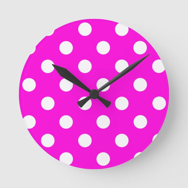 Horloge Ronde Magenta pois #FF00DC (Recto)