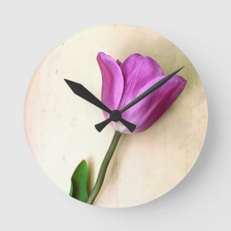 Horloge Ronde Magenta Tulip brillant