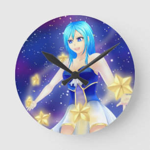 Horloge Ronde Magical anime star girl