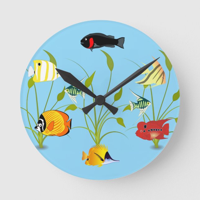 Horloge Ronde Magical Fish and Plants Ocean Round Clock (Recto)
