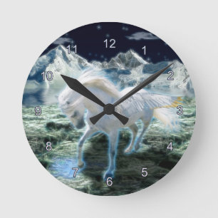Horloge Ronde Magical Pegasus Fantasy Art Wall Clock