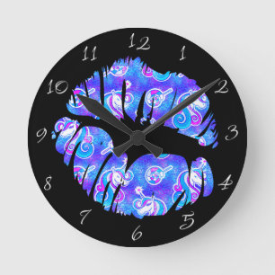 Horloge Ronde Magical UNICORN LIPS  Iridescent Purple Metallic