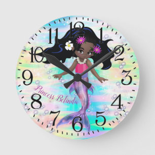Horloge Ronde Magique Rainbow Bubbles & Baby Mermaids