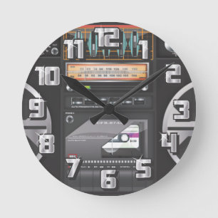 Horloge Ronde Magnétophone à cassettes Boombox