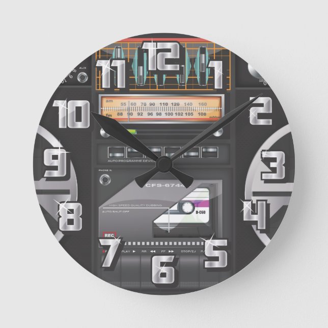 Horloge Ronde Magnétophone à cassettes Boombox (Recto)